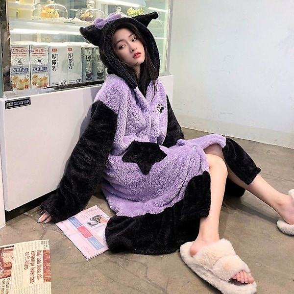 2024-2022 Vinter Kawaii Sanrio Pyjamas Animation Kuromi Cinnamoroll My Melody Handduk Plysch Varma Och Bekv?ma Pyjamabyxor Set XL 168-173CM 1