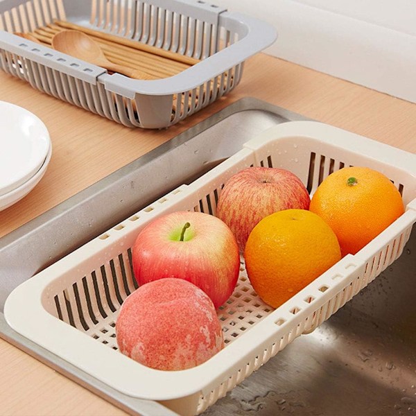 Flexibel diskho sil, utdragbart durkslag för att hälla av pasta över diskhon, BPA-fri diskställ för kök, värmebeständig och platsbesparande