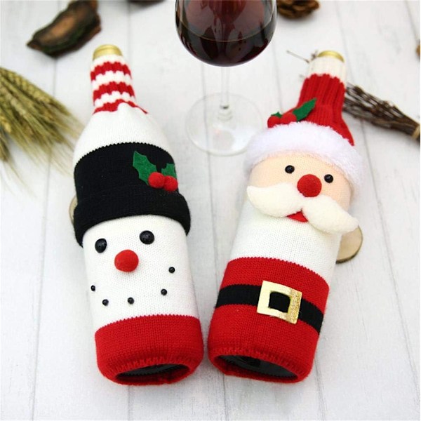 Jul Vinflaska Omslag, Charmig Julestetik Ren Rudolf Jultomte Snögubbe Tröja Design, Förhöjer Festlig Atmosfär för Julhemmet