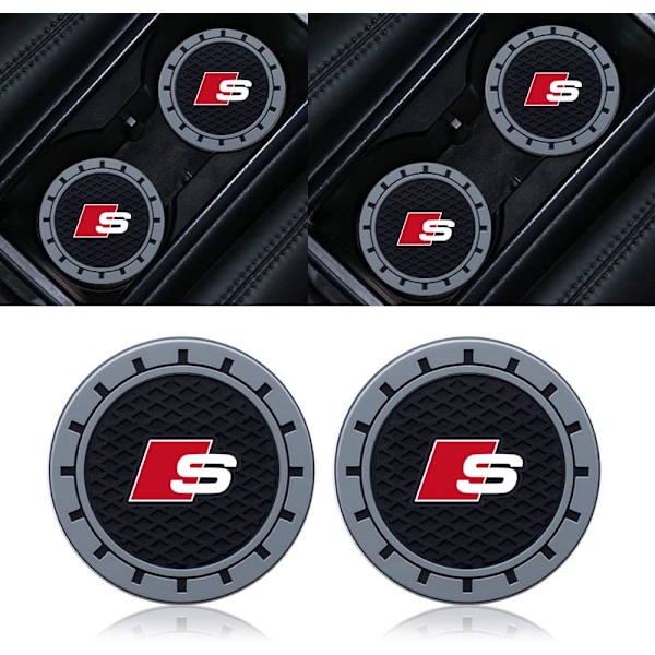 Audi S-Line Bilkoppshållare, Dryckeshållare för Audi S-Line S1 S4 S3 S4 S5 S6 S7 S8 SQ4 SQ5 SQ7 SQ8, halkfria bilkoppshållarinsatser #NAME?