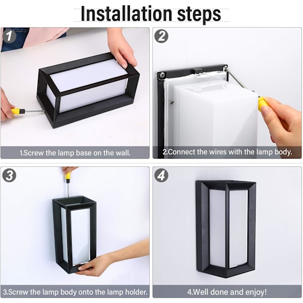 V?gglampa 18W Utomhus Modern LED Vattent?t IP66 Aluminium Dekorativ Ljus G?rd Tr?dg?rd Korridor V?gglampa Varm Vit (Svart)