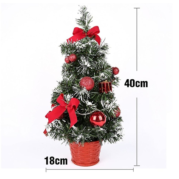 Liten Julgran med Ljus, 40cm Förbelyst Julgran Batteridriven för Jul Hem Skola Kontorsdekorationer (FMY) Red Red