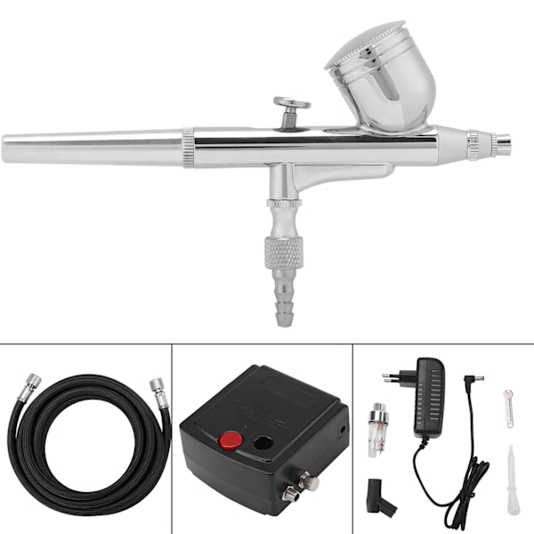 0,2 mm Dubbelverkande Airbrush-set Svart Pumpspray Airbrush Gun Set G-130A (EU-kontakt 110-240V)