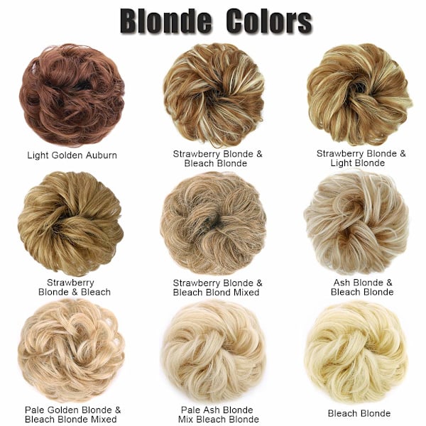 1PCS Messy Hair Bun Hair Scrunchies Extension Curly Wavy Messy Synthetic Chignon f?r kvinnor Updo Hairpiece Strawberry Blonde & Bleach Strawberry Blonde & Bleach