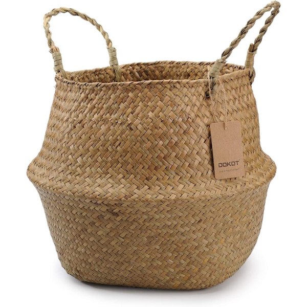 Elegant Växtkorg för Förvaring i Hemmet, Naturlig Sjögräs Boho-inspirerad Vikbar Förvaringskorg för Mångsidig Användning