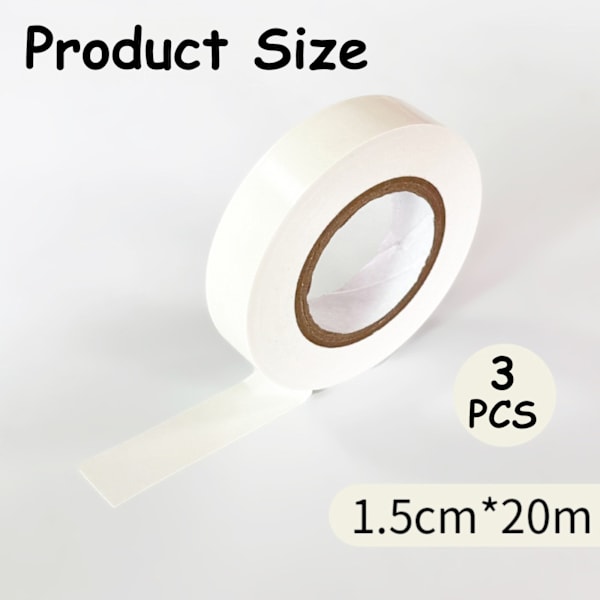 3-pack Vit Eltejp, 15 mm x 20 m Stark Självhäftande PVC Isoleringstejp, Stretchtejp för Isolering, Reparation och Skydd