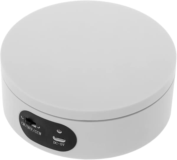 PrimeMatik - Elektrisk roterande plattform 12cm Vit, Roterande bas
