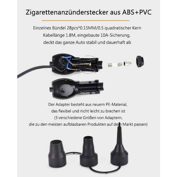 Bärbar pump för snabb fyllning, högtrycksdesign kompakt lättvikts uppblåsare/tömmer med säkra låsmunstycken, dubbelmotorpump för flera ändamål
