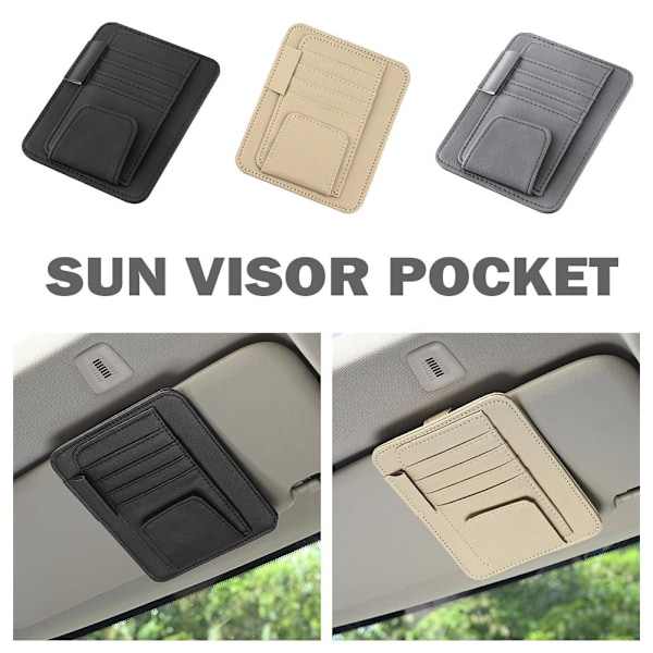 Bil Solskydd Organizer Multi-Pocket Auto Inredningsdekor ficka beige One-size beige One-size