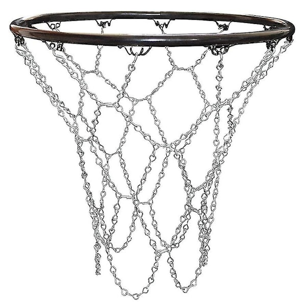 Kraftigt basketnät i metallkedja, fritidscenter uppskattar rostfritt galvaniserat järn för alla väderförhållanden, S-krokar för utomhusbruk, zink