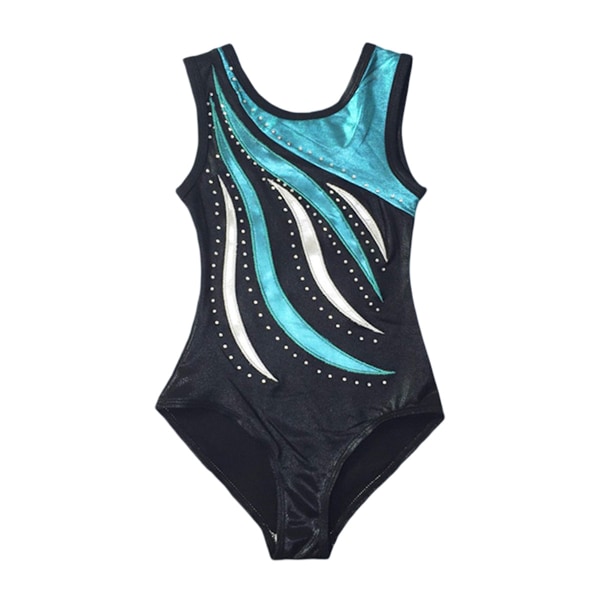 Flickor Barn Svart Gymnastikdräkt med Strass (9-10 år)