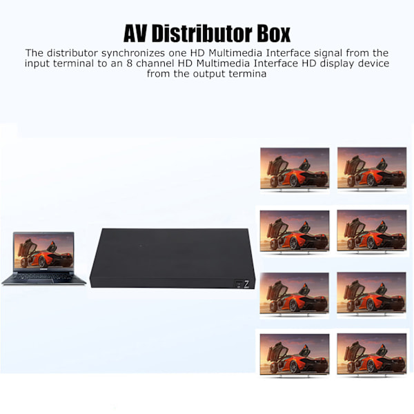 4K 1 in 8 Out HD Multimedia Interface Splitter 8-vägs HD Multimedia Interface Distributör 100–240VEU-kontakt