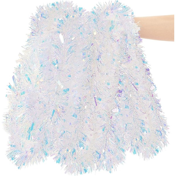 26,2 fot Iridescent vit julgransgirlang - Dekoration f?r alla ?rstider