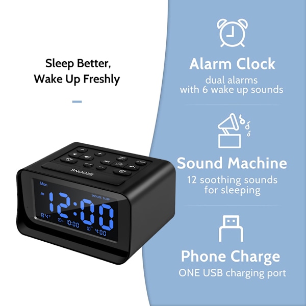 Flerfärgad Digital Väckarklockradio, Elegant Design, Automatisk Tidsinställning, Justerbar Ljusstyrka, Backup-batteri, för Modern Sovrumsinredning