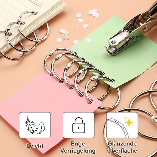 Förpackning med 100 pärmar 20 mm Bokringar Lösbladskopplingsringar Metallböcker Ringar Pärmaringar Nyckelringar för Scrapbook Album Hantverk -