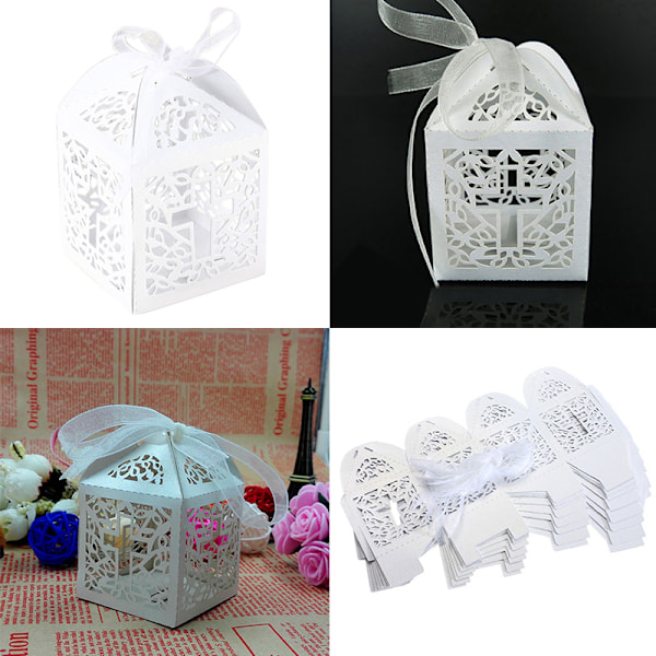 10/50/100 st Br?llopsfestfavorit Korspapper Godis presentf?rpackningar W White