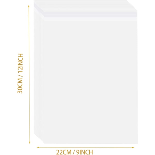 A4 Självhäftande Påsar 100 Pack, 22x30CM Självförslutande Cellofanpåsar/Förslutbara Påsar, Livsmedelssäkra, A4 Cellopåsar OPP för