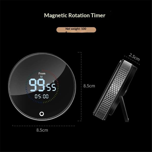 Uppladdningsbar magnetisk kökstimer, LED-timer för nedräkning/uppräkning, stöder USB-laddning, perfekt för matlagning