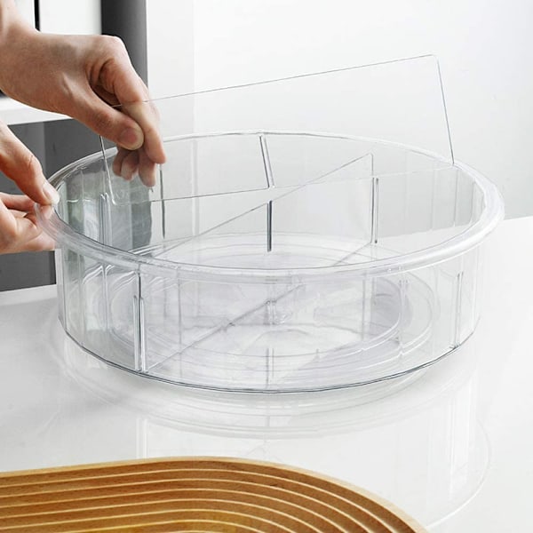 Multifunktionell Förvaring Lazy Susan Organizer, Roterar 360 Grader För Kök, Badrum, Kontor, Klar Akryl Snurrande Organizer Med Avtagbar