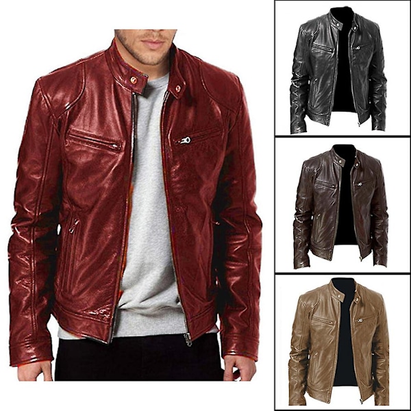 Svart/brun/khaki/r?d l?derjacka mjuk l?ng?rmad casual kl?der kappa f?r hem sovrum kontor Brown M
