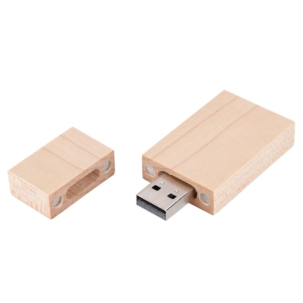 USB 2.0 Anpassad Primitiv Enkelhet Lönnträ USB Kvadratisk Box U-Disk Flashminne (32G)