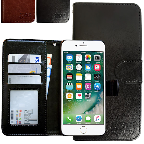 iPhone 7/8/SE (2020 & 2022) - Läderfodral / Skydd Svart Svart