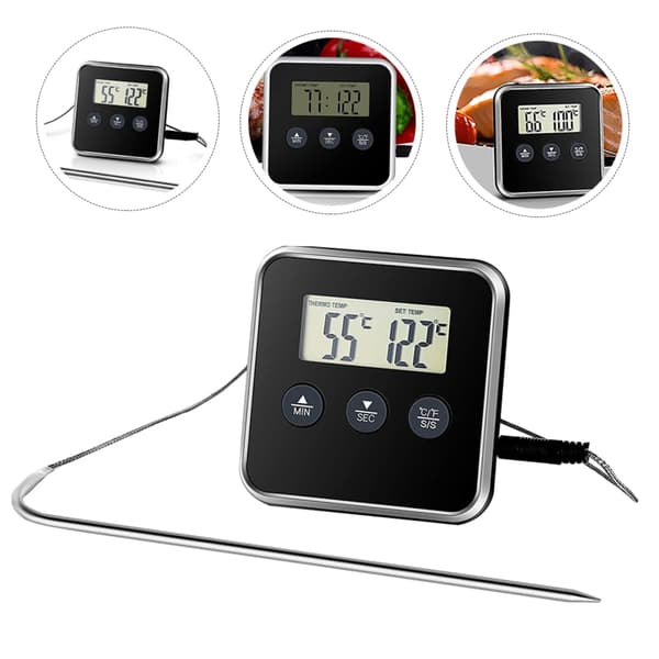 Digital kökstermometer för snabb avläsning med timer, exakt mattermometer för grill, ugn och matlagning