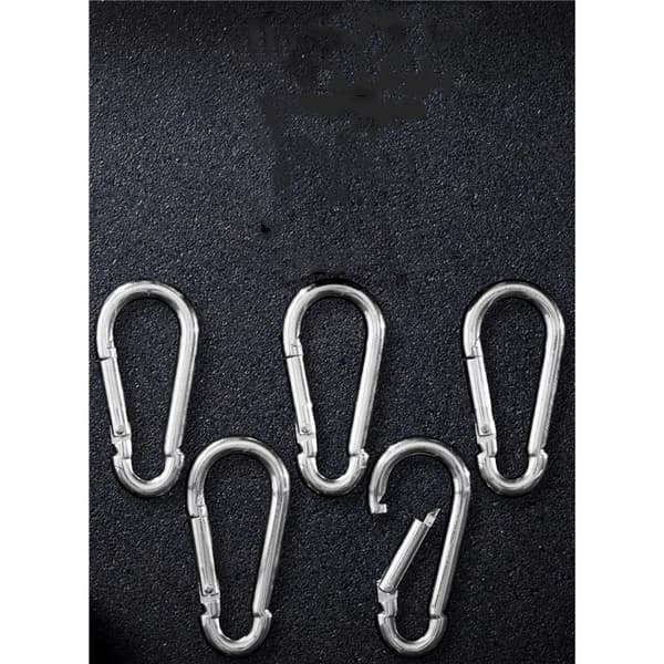 Karbinhake 5-pack - Mångsidiga kraftiga snäppkrokar - Stora klämmor för nycklar (silverfärgade, 7,5*3,6 cm)