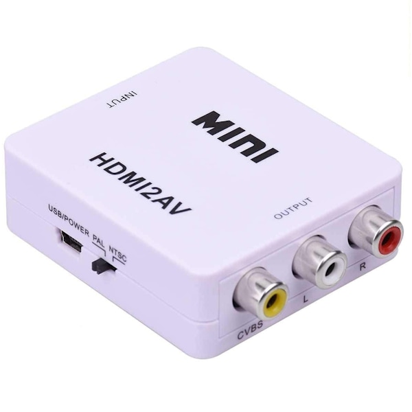 HDMI till RCA-omvandlare, kompositvideo-ljudomvandlare med digitala lågenergichips för plug and play-upplevelse, stöder PAL NTSC och