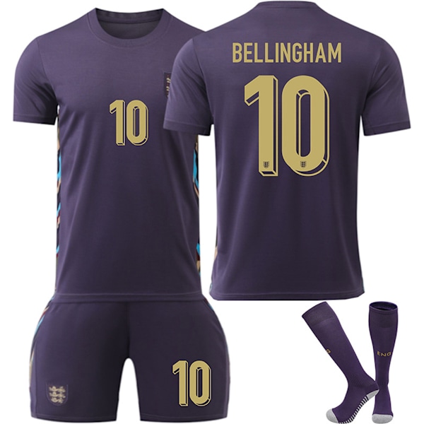 2425 England borta mörkblå No. 10 Bellingham fotbollsstil fotbollsuniform kostym vuxna barn storlek No. 10 Bellingham 24（130-140CM) No. 10 Bellingham 24（130-140CM)