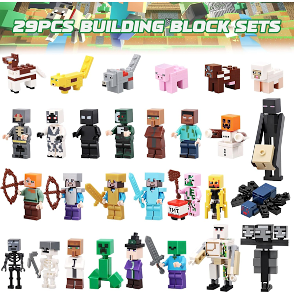 Julkalender 2024 Minecraft, 24 Dagar Leksaksfigurer Byggklossar Nedr?kningskalender, Pojkar Julkalender ?verraskningsg?va
