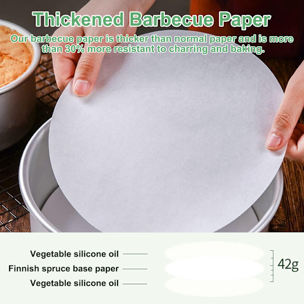 Runt Bakplåtspapper, Non-Stick Förskurna Formar 6 Tum Vattenresistenta och Fettavvisande Ark för Daglig Användning i Kök och Restaurang