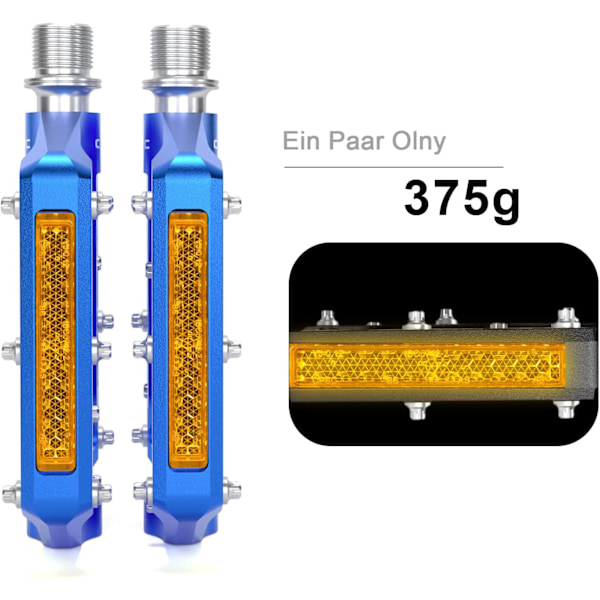 Pedaler för landsvägscyklar, ultralätta CNC-frästa pedaler i aluminiumlegering med tätade lager och reflexer för ökad synlighet, lämpliga för MTB, elcyklar