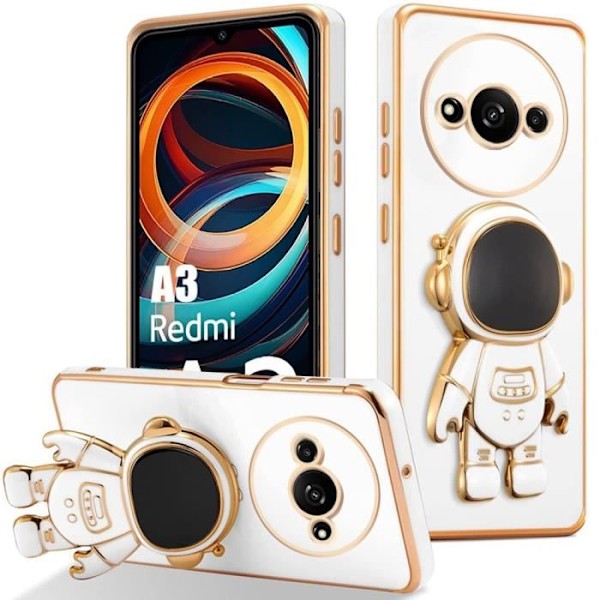 Coque - Xiaomi - Redmi A3 - St?tbest?ndig Skydd - Justerbart 3D St?d - Vit Vit