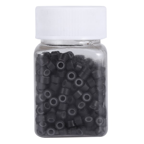 500 st/flaska silikonfoder mikroringlänkar för fjäder människohår extensions (mörkbrun)