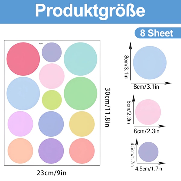 Smidig applicering på släta ytor, Custom Design Usa Polka Dot Confetti Väggdekaler, Skala och fäst för enkel installation, Flerfärgad cirkeldekor,