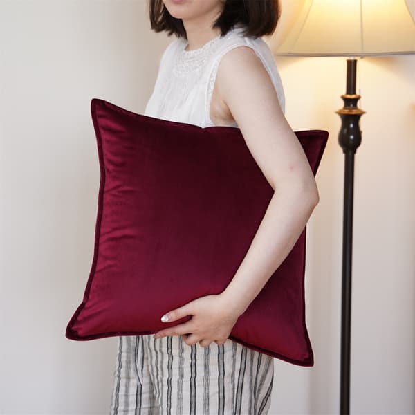 2-pack dekorativa kuddfodral i sammet, 45x45 cm, modern design, för inomhusbruk, sovrum & vardagsrum (vinröd)