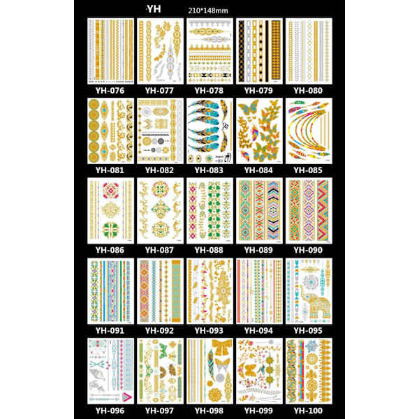 10st Metallic Tatuering guld / silver , metal flash tattoo