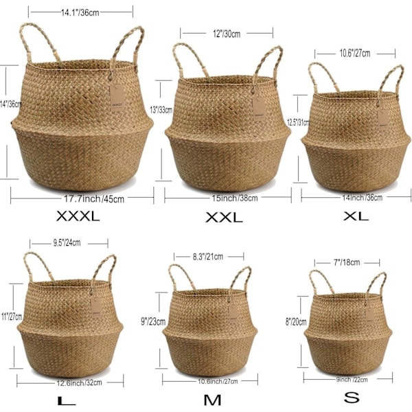 Elegant Växtkorg för Förvaring i Hemmet, Naturlig Sjögräs Boho-inspirerad Vikbar Förvaringskorg för Mångsidig Användning
