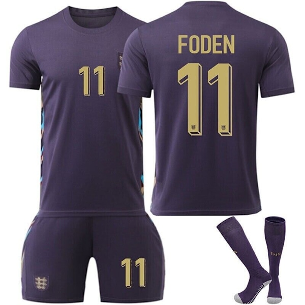 UEFA Euro 2024 England Hemma- och Bortalandslag Fotbollströja Nr.11 Foden Away 24 Away 24