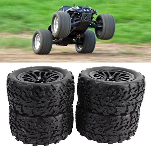 4PCS RC-däck 12mm Hex Off Road Short Course Truck Tyres 1/10 för TRAXXAS SLASH Svart