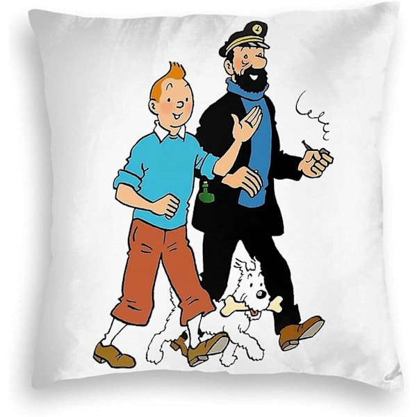 Dekorativa kuddfodral f?r hemmet Tintin och kapten Haddock sammet dekor kudde f?r familj och v?nner 18\x18\" AA-13514 [kk] 45x45cm"