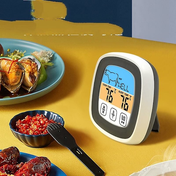 Digital Kötttermometer, Stor LCD-bakgrundsbelyst Touchskärm, Omedelbara Avläsningar & Anpassade Varningar För 8 Köttlägen, Vattentät & Rostfritt Stål