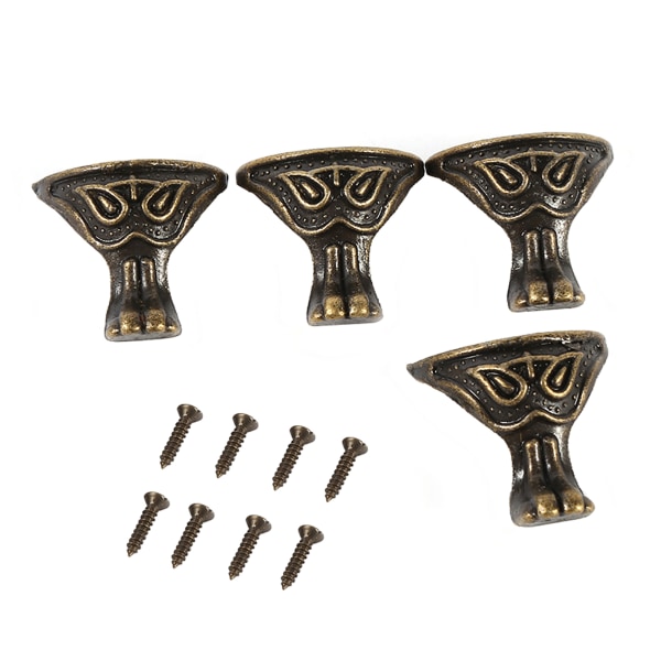 4st antika mässing smycken presentask case dekorativa fötter