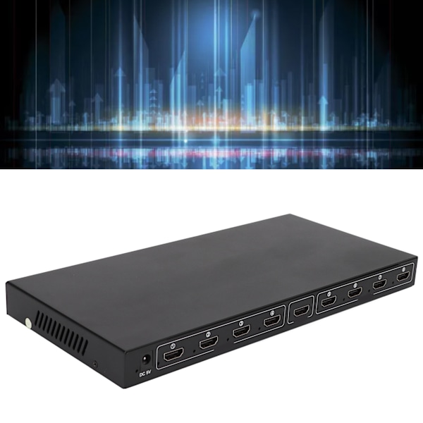 4K 1 in 8 Out HD Multimedia Interface Splitter 8-vägs HD Multimedia Interface Distributör 100–240VEU-kontakt