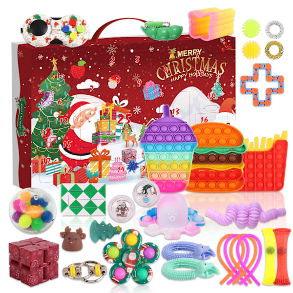 Julkalender Present 24 Dagar Pack Set Anti-Stress Kit Leksaksl?da Barn - Ytterf?rpackningen skickas slumpm?ssigt Inre produkter f?rblir of?r?ndrade
