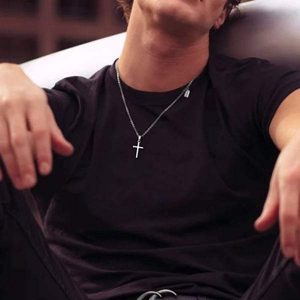 Kors Halsband M?n - Korsh?nge i Rostfritt St?l Kors Halsband f?r Kvinnor