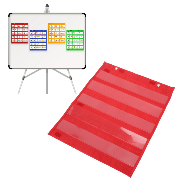 Magnetisk fickdiagram 5 rader Transparent schema Fickdiagram för hemskola klassrumsaktiviteter Röd