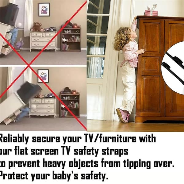 2-pack tippskydd för TV och möbler | Premiumdelar | Monteringsdetaljer ingår | Barnsäkert