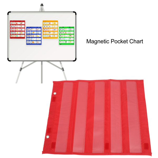 Magnetisk fickkarta 5 rader Transparent schema fickkarta för hem skola klassrumsaktiviteter Röd